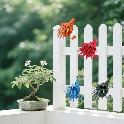 Cute Metal Hedgehog Statues (4PCS) Garden Figurines Outdoor Yard Ornaments for Patio Lawn Flower Beds Farmhouse Home Decor