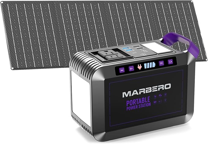 MARBERO 172Wh Solar Generator with 40W Solar Panel, Portable Power Station 200W, Camping, Outdoor, Hiking, Fishing, Emergency