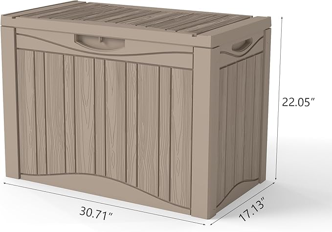 50 Gallon Plus Waterproof Outdoor Storage Bin Resin Deck Box for Patio, Poolside, and Garden, Lockable & UV-Resistant, Ideal for Small Spaces, Grey