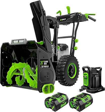 EGO POWER+ 24" Electric Snow Blower, Cordless Self-Propelled 2-Stage, Includes (2) 56 V 7.5Ah Batteries and Dual Port Charger - SNT2405