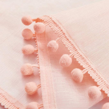 Treatmentex Pom-Pom Sheer Curtains for Girls Bedroom 63" Sheers for Living Room Window Drapes 52" w 2pack Blush Pink Rod Pocket