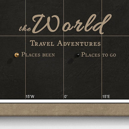 Canvas World Map with Cork Pin Board - English Lettering - Decorative Wall Decoration for All Rooms - Canvas Pictures with World Map Motif (90x60 cm, Pattern 5)