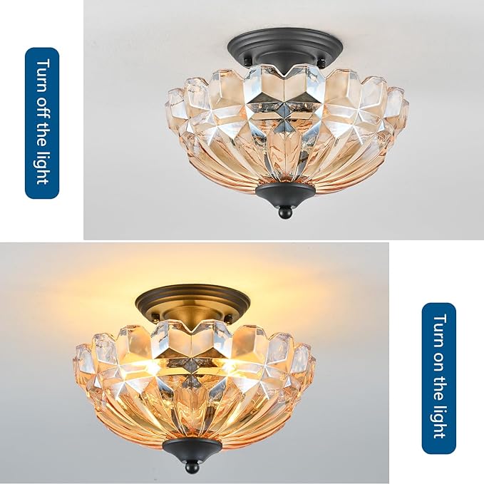 Semi Flush Mount Ceiling Light, 3-Light Kitchen Ceiling Lighting Fixtures