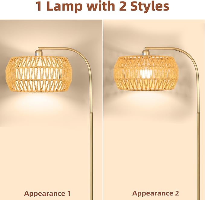 Boho Gold Floor Lamp- Rattan Lamp