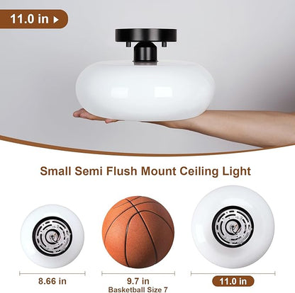 Mid-Century Modern Semi Flush Mount Ceiling Light, Metal Kitchen Light Fixture