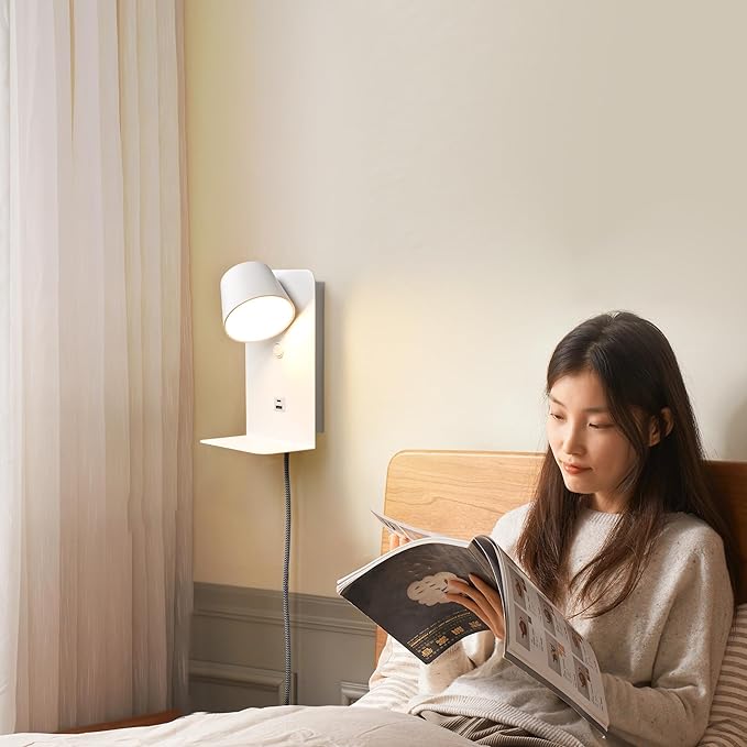 Modern LED Plug in Wall Sconce, Dimmable Wireless Wall Light Fixtures