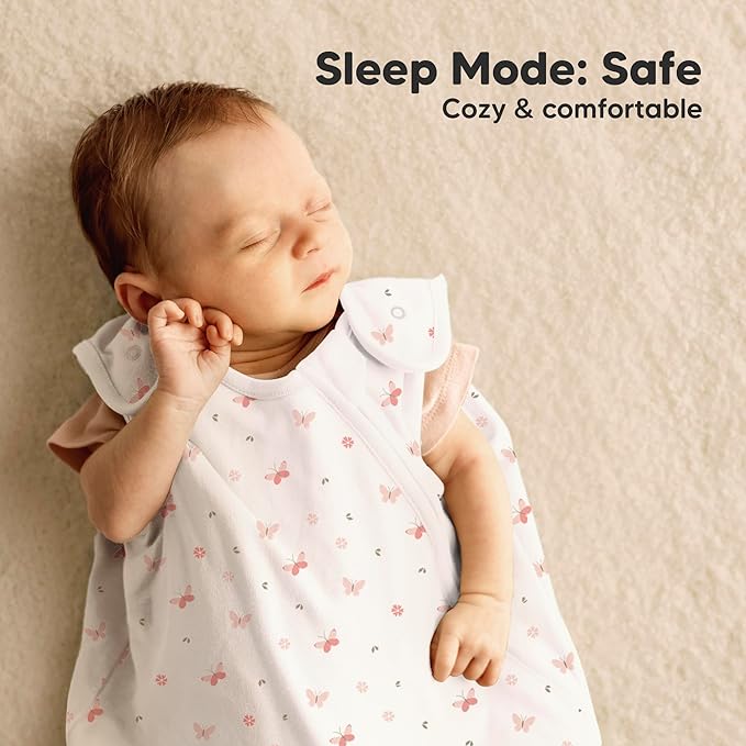 2-Pack Organic Baby Sleep Sacks, 100% Cotton - Soft & Breathable 0.5TOG Baby Wearable Blanket, Toddler Sleeping Sack 0-6 months, Easy to Wear Transitional Swaddles for Newborns (Butterflies, S)