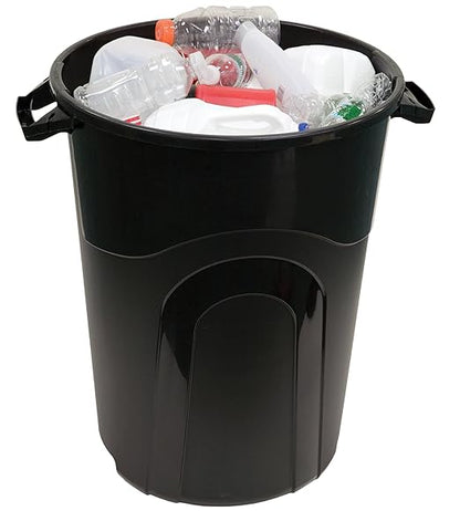 32 Gallon Heavy Duty Plastic Outdoor Trash Can with Lid, Lock & Easy-Carry Handles – Suitable for Indoor/Outdoor, Kitchen, Yard, Garage & Office