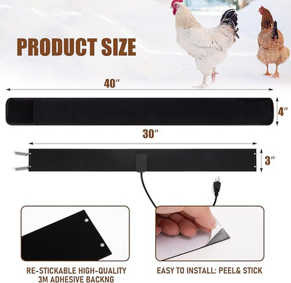 Thermostat Chicken Waterer Heater Self-Regulating Heating Bucket Belt for 2-5Gal Bucket with 6ft Power Cord for Freezing Winter Thermostat Chicken Water Insulation (Upgrade 1set)