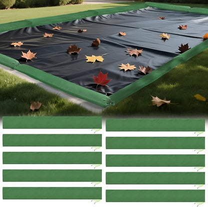 10pcs Inground Pool Cover Weights Sand Bags - 5ft No-Leaking & Weather-Resistant Silicone-Coated Canvas Tubes for Swimming Pools Close