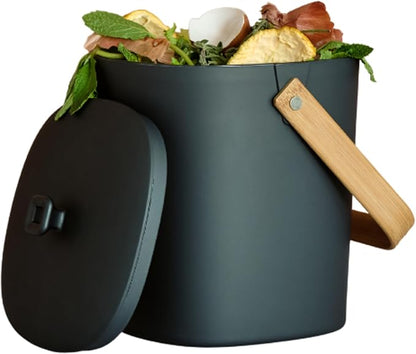 Bamboozle Countertop Compost Bin Kitchen | 1 Gallon | Odorless Composting Bin with Filters | Indoor Compost Bin with Lid | Plant Based Kitchen Composter for Food Scraps & Waste Recycling | Graphite