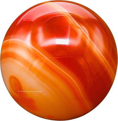 Amazing Gemstone Carnelian Onyx Crystal Ball with Stand - 2 Inches Crystal Sphere Meditation Balls for Witchcraft and Decorative Balls