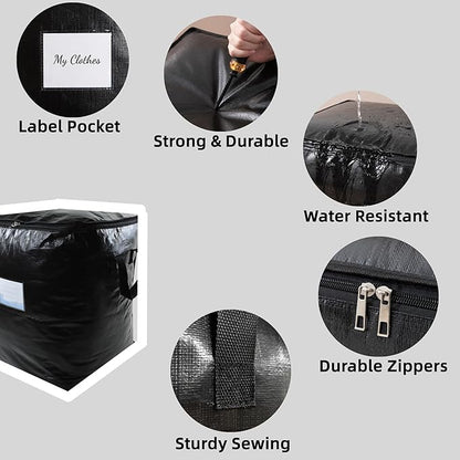 3 Pack 140L Storage Bags for Clothes, Moving Bags Heavy Duty Extra Large with Reinforced Handle, Storage Containers for Organizing Bedding, Blanket, Sheets, Pillows, Toys, Christmas Decorations