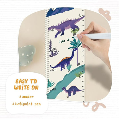 Personalized Canvas Height Chart for Kids, Height Measurement for Wall, Growth Chart with Name (Dinosaurs)