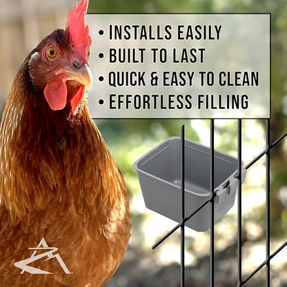 The ROP Shop 20-Pack - 16oz Gray Cage Cups for Feed & Water for Poultry Ducks, Birds, Hamsters