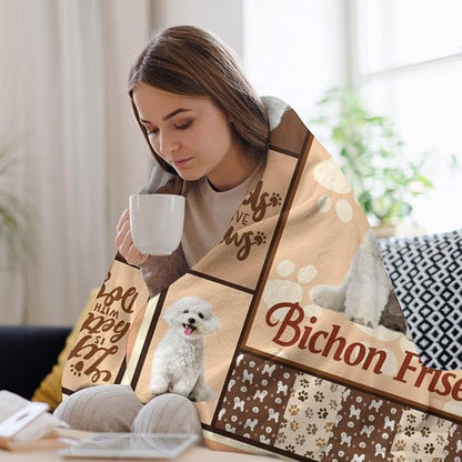 Bichon Frise Dog Print Blanket Best Dog Pet Animal Throw Blankets for Couch Sofa Stuff Decor Gifts Lightweight Soft Cozy Fleece Plush Warm Flannel Bedding for Lover Man Woman Teen Adults 60"x80"