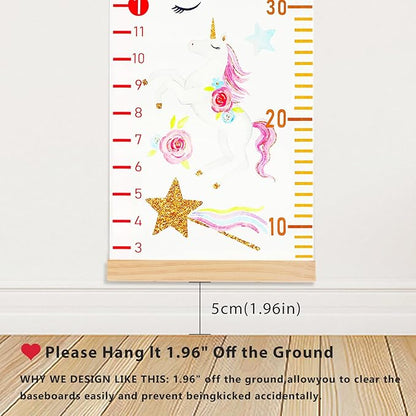 Mibote Baby Growth Height Chart Handing Ruler Wall Decor for Kids, Canvas Removable Height Growth Chart 79" x 7.9" (Unicorn)