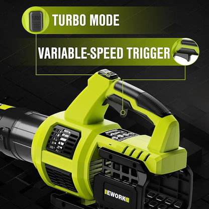 EWORK Cordless Leaf Blower and Hedge Trimmer Combo with 2 x 3.0Ah Batteries, Fast Charger, Electric Leaf Blowers for Lawn Care, 2-in-1 Electric Shrub/Bush Trimmer & Grass Shears