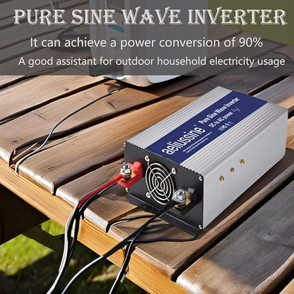 1200W Pure Sine Wave Inverter-12V DC to 110V 120V AC Power Converter with 2 AC Outlets, 12 Volt Power Inverter for Truck, Rv, Camping, Home, Emergency Power