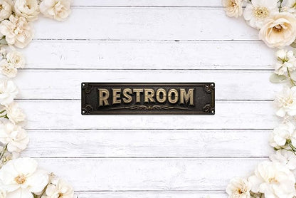Vintage Tin Restroom Sign Retro Metal Sign Suitable For Home Street Shop Bar Restroom - Multi-Purpose For Indoor/Outdoor Use Plaque 4x16 Inch