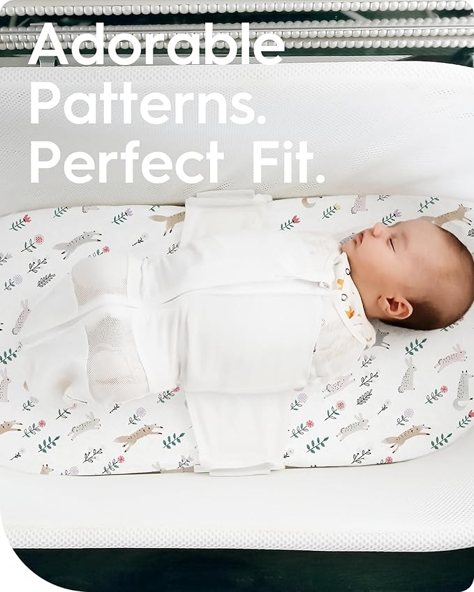 Bassinet Sheets for Baby Boy Girl, TotBasic Buttery Soft Universal Bassinet Fitted Sheet, Compatible with Halo, Mika Micky, Baby Delight, Dream On Me, Maxi COSI and More Bassinet Mattress(Woodland)