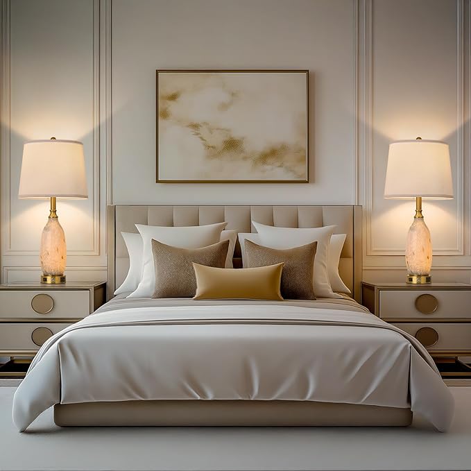 AIDENOEY 26" Modern Art Glass Table & Bedside Lamp, Stepless Dimmable Base +