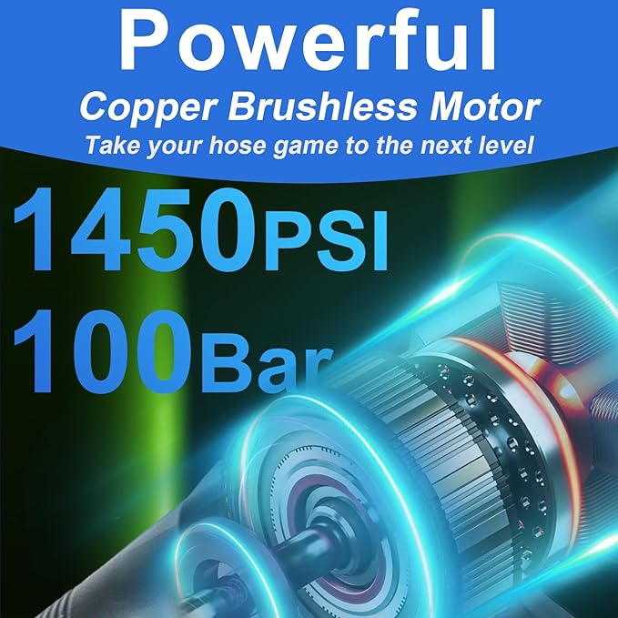 Cordless Power Washer 1450PSI Pressure Washer with 3 Nozzles and Foam Cannon, Handheld Portable Battery Powered, 3 Power Level Adjustable