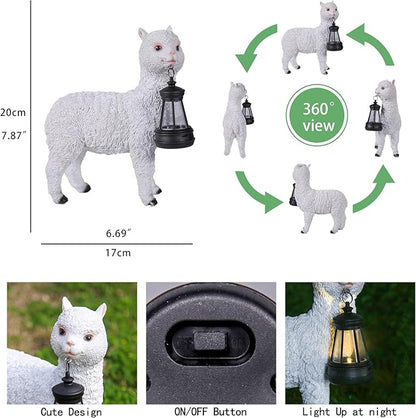 Solar lamp Garden Alpaca Statue, Outdoor Decorative Animal Statue