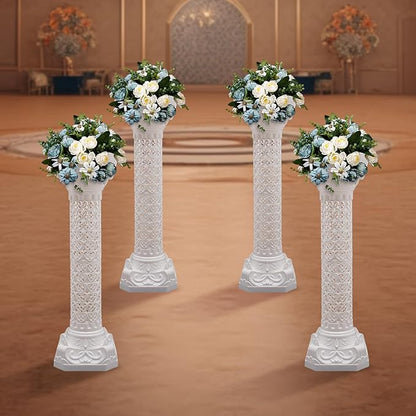 Roman Columns Wedding Column Stand Roman Pillar Plant Stand Plastic Greek Column Statue Pedestal Flower Pot Holder Decor, Elegant Decorative Column for Wedding Event Party, White