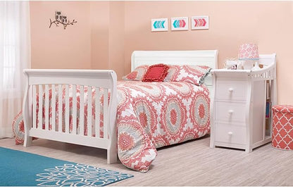 Sorelle Furniture Princeton Elite Crib and Changer with Solid Panel Back Classic -in- Convertible Diaper Changing Table Non-Toxic Finish Wooden Baby Bed Toddler Full-Size Nursery - White
