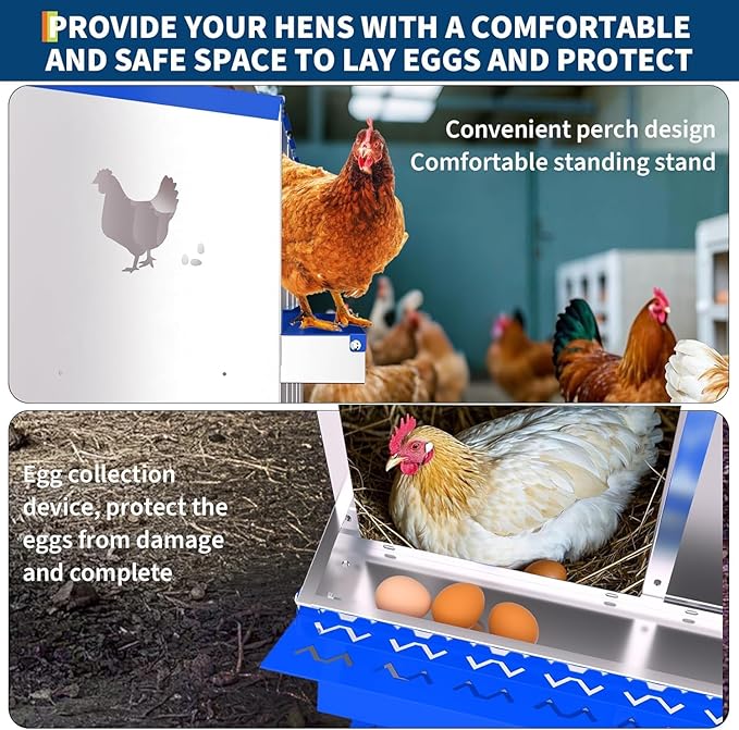 Chicken Nesting Box, 8 Compartments Laying Boxes for Chicken Hens Poultry Protect Eggs Chicken Coop Wall Mount Metal Nest Box for Chicken Coop