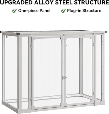 DWVO 41Cu.ft Horizontal Resin Storage Shed Without Shelf, All Weather 4.7x2.5 FT Outdoor Storage Shed with Hydraulic Struts, 3 Locks, Lockable to Floor for Garden Tools, Trash Cans, Gray