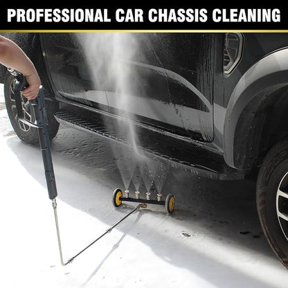 JANZ 16'' Pressure Washer Undercarriage Cleaner and Water Broom Attachment - 4000PSI, 1/4'' Connector - for Electric and Gas Power Washers with 8 replaceable nozzles