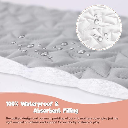 Waterproof Crib Mattress Protector Pad - 2-Pack Fitted Sheets - Soft Quilted Toddler Mattress Covers for Standard Baby Crib