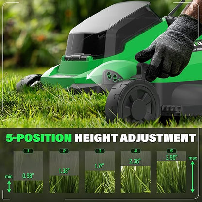 SOYUS Lawn Mower Cordless, 13 Inch 20V Electric Lawn Mowers with Brushless Motor, 5-Position Height Adjustment, 4.0Ah Battery & Charger Included