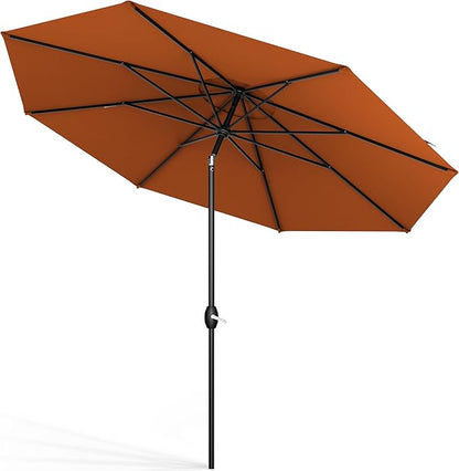 Midtown Umbrellas Sunbrella Umbrella 8 Feet Outdoor Umbrella With Sunbrella Terracotta Acrylic Fabric - Auto-Tilt Aluminum Frame Patio Umbrella For Backyard, Deck, Garden, Pool - Black Pole