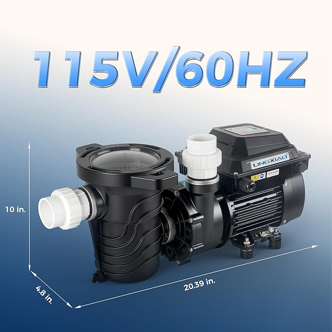 Above Ground Variable Speed Pool Pum 1HP, 115V Energy Star Above Ground Pool Pump with Filter Basket, 5230GPH, Low-Noise, Energy Saving