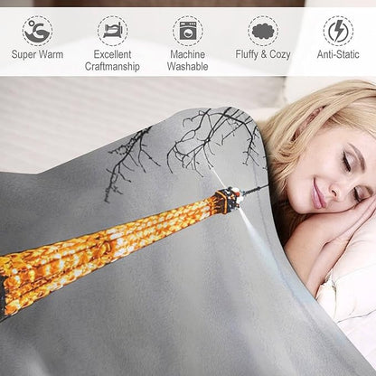 Eiffel Tower Blanket Paris Eiffel Tower Gifts for Girls Boys Woman Kids Lover Throw Blankets Soft Blanket Warm Fleece Flannel Plush Blankets for Bed Sofa Couch 60"x80"