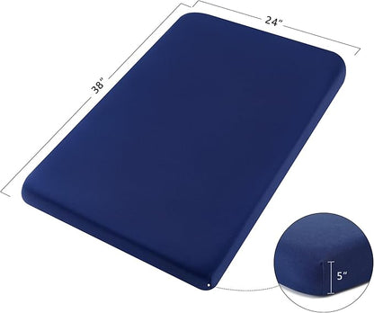 TILLYOU Mini Crib Fitted Sheets 2 Pack - Soft Jersey Knit Microfiber Playpen Bedding Sheet for Baby, Portable Mini Pack n Play Sheet, Machine Washable, 38'' x 24'',Light Gray & Navy Blue