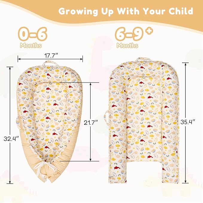 Baby Lounger - Newborn Lounger Cover Months 0-12 Months, Baby Lounger Cover Breathable & Soft Baby Nest Cover Co Sleeping Babies Essentials Gifts, Portable Infant Lounger Baby Floor Seat Rainbow