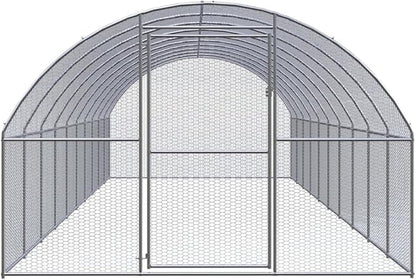 Large Outdoor Chicken Coop Walk-in Metal Run 9.8 x 9.8 x 6.6 Ft Galvanized Steel Enclosure for Poultry Ducks Goats Small Animals Backyard Shelter