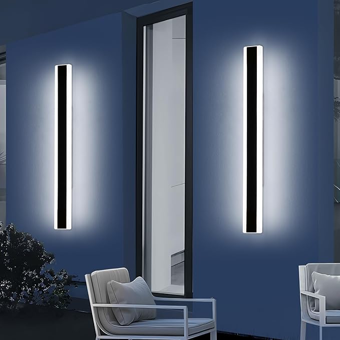 2 Pack 39.3inch Modern Linear Outdoor Wall Light, Outside LED Long Wall Sconce
