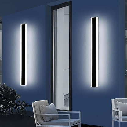 2 Pack 39.3inch Modern Linear Outdoor Wall Light, Outside LED Long Wall Sconce