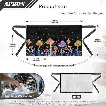 Waist Apron with 3 Pockets Waterproof 13 Inch Short Half Waist Aprons Women Men Server Aprons Waitress Waiter Apron
