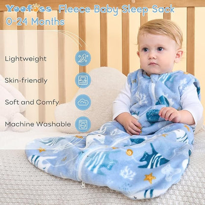Yoofoss Fleece Baby Sleep Sack 2 Pack 1.5 Tog Baby Wearable Blanket with 2-Way Zipper