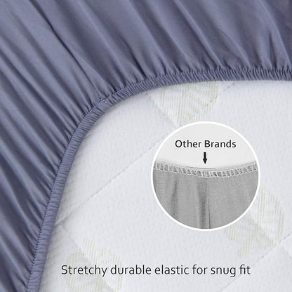 4-Pack Fitted Crib Sheets for Boys and Girls - Breathable, Soft Microfiber Baby Sheets in Dark Grey & Pink