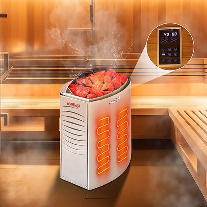 Indoor Traditional Steam Sauna 2 Person, Canadian Hemlock Saunas, 4.5KW Harvia Heater, 220V,Fence Design, Better Sealing, Left Door(0-195℉) (with Door Fence)