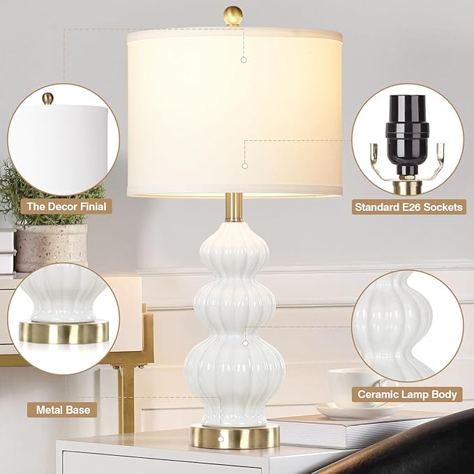Modern White Table Lamps Set of 2