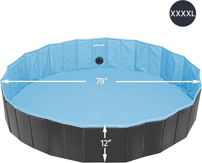 Yaheetech Foldable Dog Pool Collapsible Hard Plastic Dog Swimming Pool Portable Pet Pools Doggie Wading Pool Bath Tub for Puppy Small Medium Large Dogs, 79 x 12 Inches Black