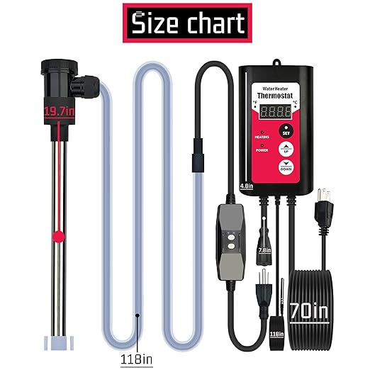 3000W Immersion Water Heater Portable Electric Pool & Bathtub Fully Submersible Water Heater with Temp Control, GFCI for Hot Tub, Above Ground Pool, baptismal Pool, Above Ground Pool, spa